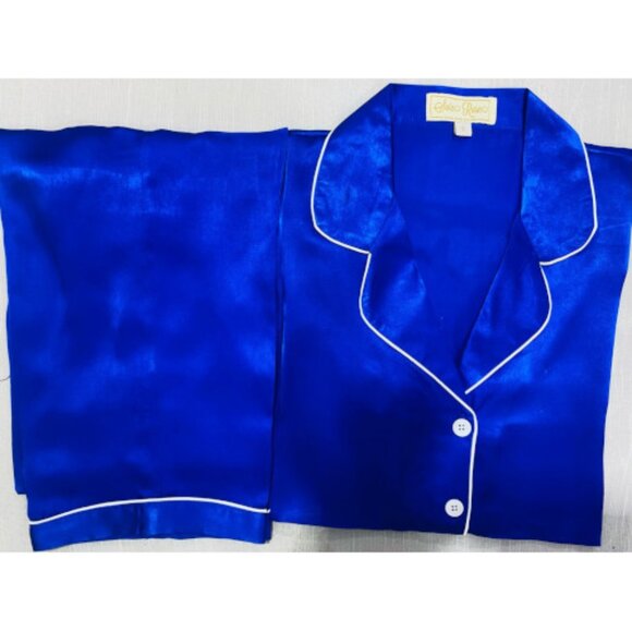 SoieRose Royal Blue 100% Silk Pajama Set – Luxurious Sleepwear - SR-1090